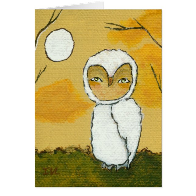 夕べの散歩のお洒落な森林白いフクロウの芸術 (正面)