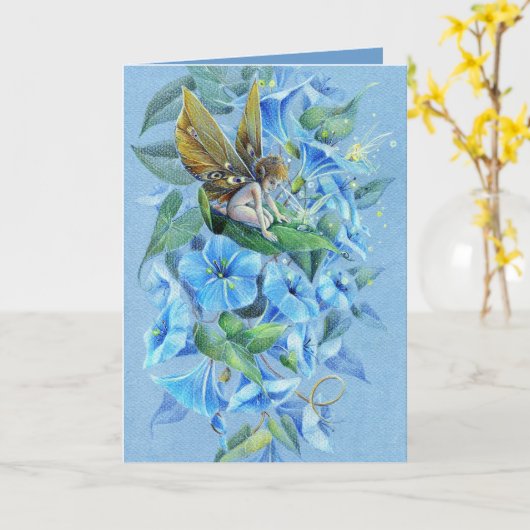 夕べの栄光の花の妖精 カード (黄色い花)