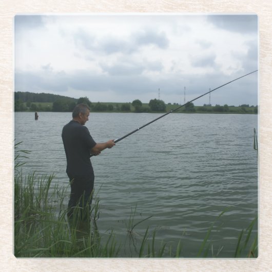 夕べの漁師 ガラスコースター (正面)