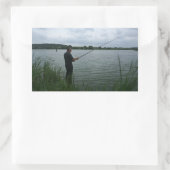 夕べの漁師 長方形シール (バッグ)