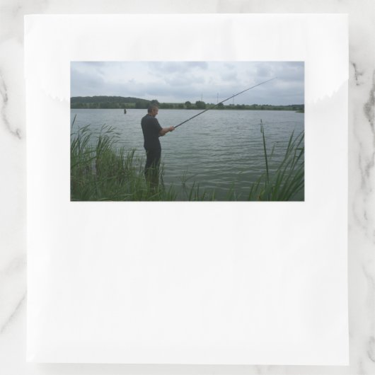 夕べの漁師 長方形シール (バッグ)