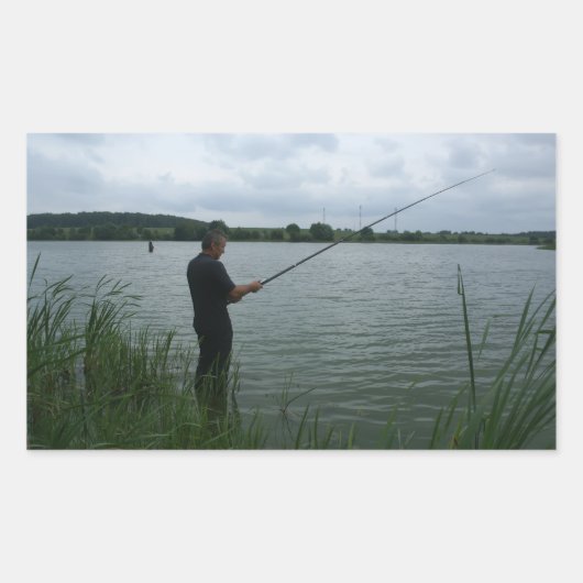 夕べの漁師 長方形シール (正面)