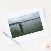 夕べの漁師 長方形シール (封筒)