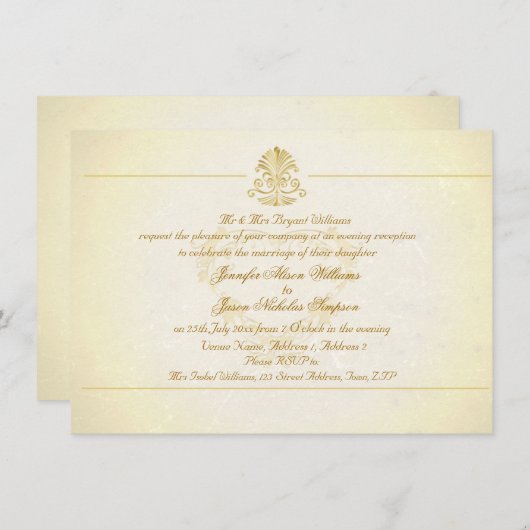 夕べの結婚式招待状のヴィンテージの硫酸紙 招待状 (正面/裏面)