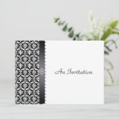 夕べの結婚披露宴の黒く及び白いダマスク織 招待状 (スタンド正面)