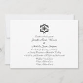 夕べの結婚披露宴の黒く及び白いダマスク織 招待状 (裏面)