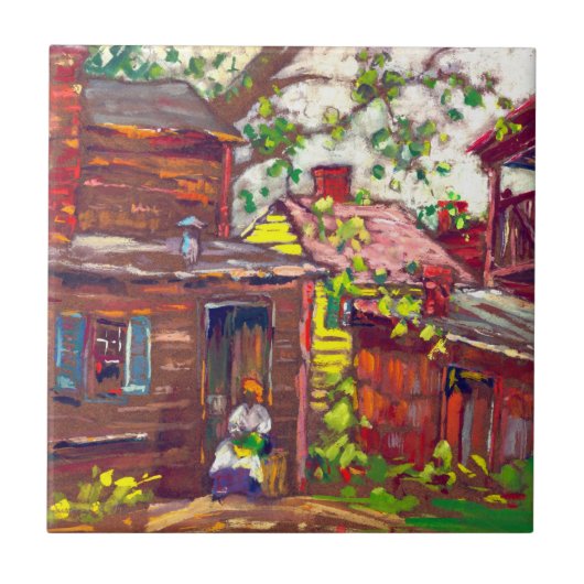 夕べの雑用1910年 タイル (正面)