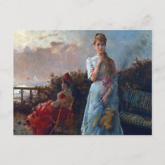 夕べアットザシーバイアルフレッドスティーブンス ポストカード (正面)