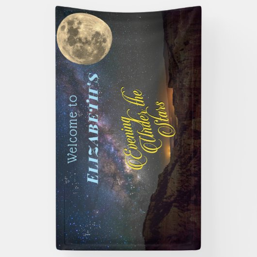 夕べアンダーザスターズフルムーン宇宙 横断幕 (縦)