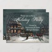 夕べエレガントヴィンテージホリデーパーティー招待状 招待状 (正面/裏面)