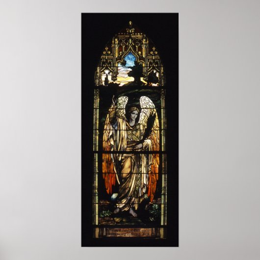 夕べエンジェルのステンドグラス ポスター (正面)