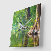 夕べオンサイプレスクリーク スクエア壁時計 (傾斜)