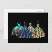 夕べガウンズ収集ファッションイラストレーション シーズンポストカード (正面/裏面)