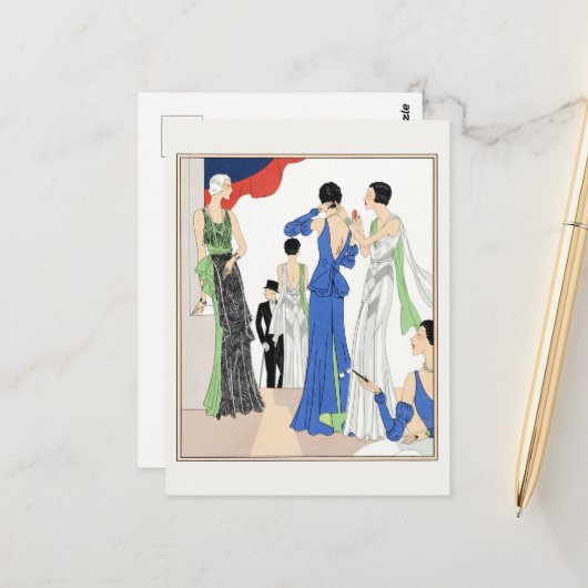 夕べガウン（1932年）by Paquin ポストカード (正面/裏面インサイチュ)