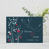 夕べクリスマスウィンターバード結婚式招待状 招待状 (スタンド正面)