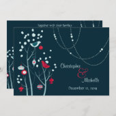 夕べクリスマスウィンターバード結婚式招待状 招待状 (正面/裏面)