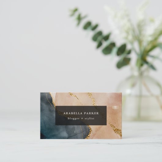 夕べグラ色彩の鮮やかマー| フェイク金ゴールドと中立 名刺 (スタンド正面)