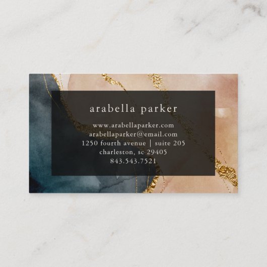 夕べグラ色彩の鮮やかマー| フェイク金ゴールドと中立 名刺 (裏面)