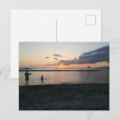 夕べサンセットトロピカルビーチワイキキオアフハワイ ポストカード (正面/裏面)