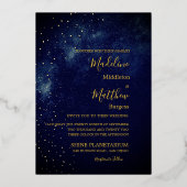 夕べスカイアストラル金ゴールドスターズブルー結婚ズフォイルイン 箔招待状 (裏面)