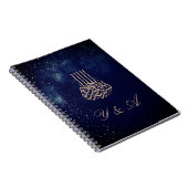 夕べスカイアストラル金ゴールドスターズブルー結婚ズ ノートブック (右側)