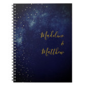 夕べスカイアストラル金ゴールドスターズブルー結婚ズ ノートブック (正面)