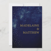 夕べスカイアストラル金ゴールドスターズブルー結婚ズ 招待状 (裏面)