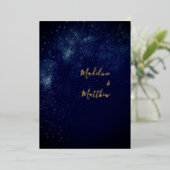 夕べスカイアストラル金ゴールドスターズブルー結婚ズ 箔招待状 (立ち正面)