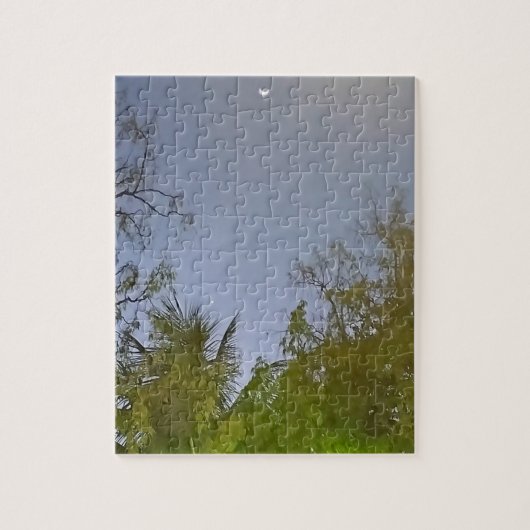 夕べスカイクレセントムーンフォト ジグソーパズル (縦)