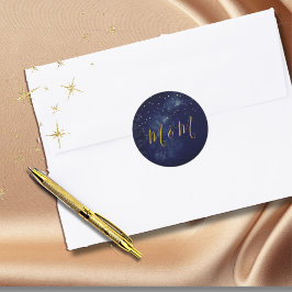 夕べスカイムーン金ゴールドスターズブルー結婚ズ ラウンドシール