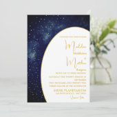 夕べスカイ金ゴールドスターズモダンブルー結婚ズ 招待状 (スタンド正面)