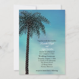 夕べストリングライツパームツリー結婚式招待状 招待状