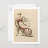 夕べドレスまたはボールガウン、アックからのファッションプレート ポストカード (正面/裏面)