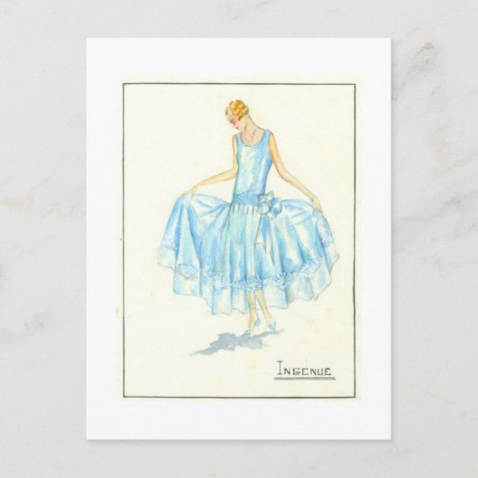 夕べドレススケッチby Bernard et C.ie 1928 ポストカード (正面)