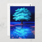 夕べバイ魅力的ブルーツリー ポストカード (正面/裏面)