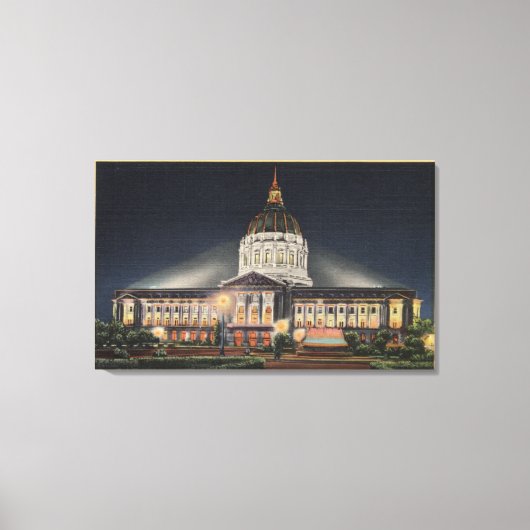 夕べビューオブシティホール キャンバスプリント (正面)