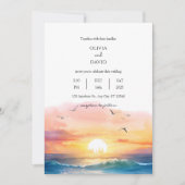 夕べビーチサンセットシーナリーウォーター結婚カラー 招待状 (正面)
