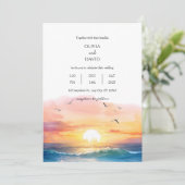 夕べビーチサンセットシーナリーウォーター結婚カラー 招待状 (スタンド正面)