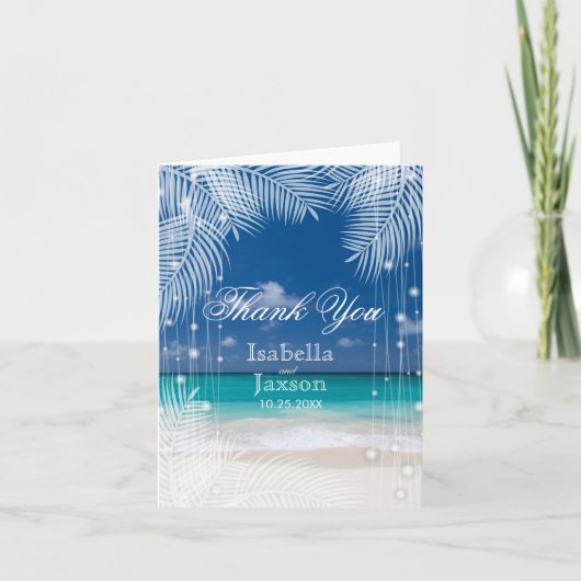 夕べビーチ結婚式 – ありがとう サンキューカード (正面)