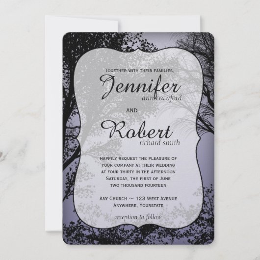 夕べフォレスト金属結婚式招待状 招待状 (正面)