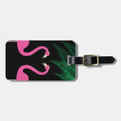 夕べフラミンゴとパーム葉のラッゲージタグ ラゲッジタグ (正面横)