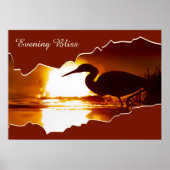 夕べブリスヘロン魚釣り写真ポスター ポスター (正面)