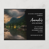 夕べマウンテンレイクフォト誕生日 インビテーションポストカード (正面)