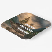 夕べマウンテンレイクフォト誕生日 ペーパープレート (傾斜あり)