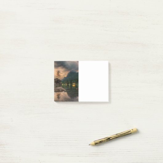 夕べマウンテンレイク写真 ポストイット (デスク上)