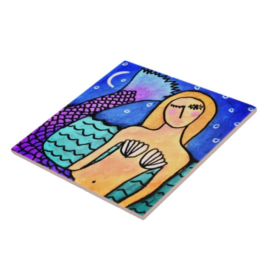 夕べマーメイド抽象芸術デジ絵画タル タイル (側面)