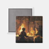 夕べミールc.1900 (キャンバス上の油) マグネット (正面/裏面)