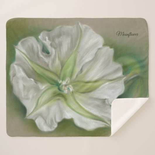 夕べムーンフラワーパステルアートパーソナライズされた シェルパブランケット (正面(横))