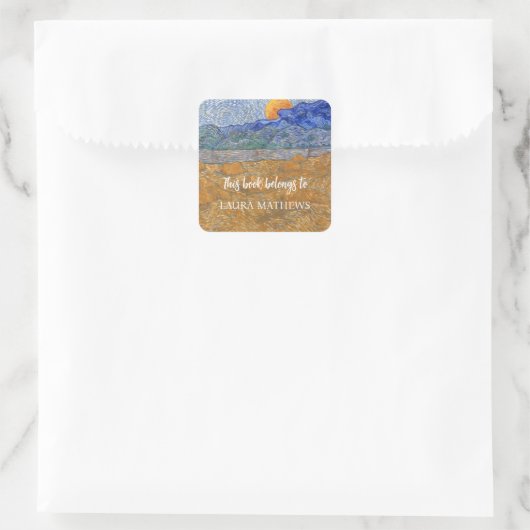 夕べランドスケープとライジングムーンバイヴァンゴッホ スクエアシール (バッグ)