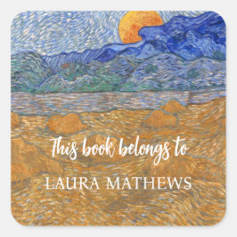 夕べランドスケープとライジングムーンバイヴァンゴッホ スクエアシール